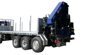 6- Rear mounted crane behind Extra Heavy-duty tray and removable safety rail pins