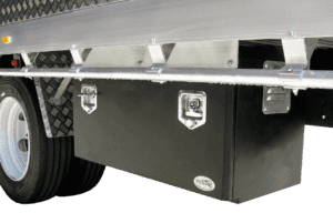 13- 900mm long powdercoated steel underbody toolbox with vents and complete locking system